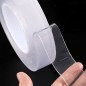 Banda dublu adeziva nano tape, reutilizabila, transparenta, rola silicon 30mm x 3m