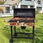 Gratar carbune BBQ, 2 rafturi lemn, colector cenusa, termometru incorporat, sort inclus