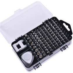 Set 115 scule de precizie, chei TORX, capete interschimbabile, penseta cu varf ascutit, carcasa cu inchidere tip clema