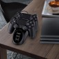 Stand dublu incarcare rapida controller PS4, statie docking gamepad indicator LED, USB, iPega