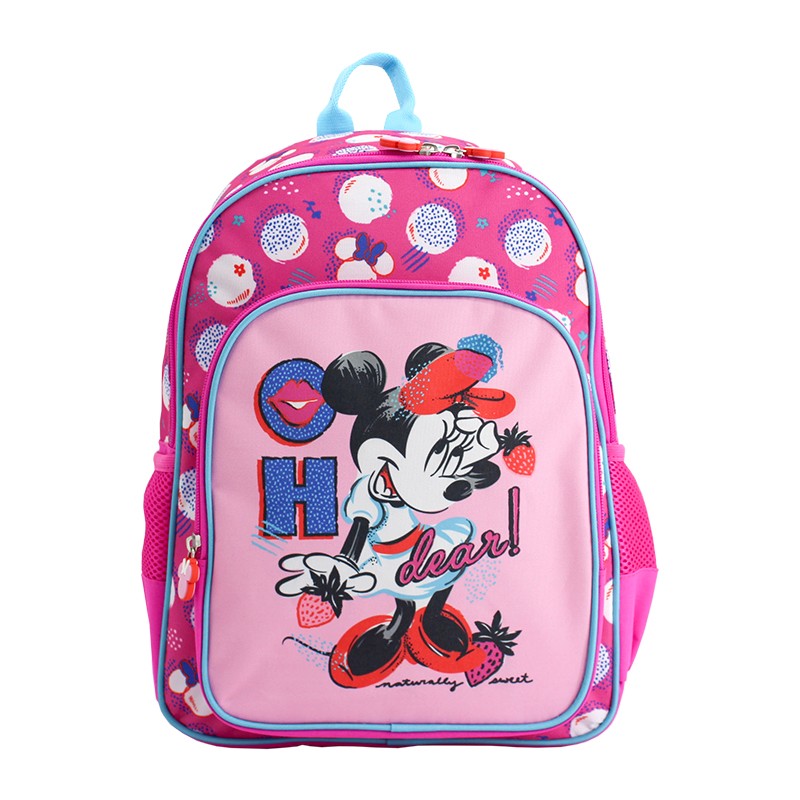 Ghiozdan scolar, imprimeu Minnie Mouse, forma ergonomica, roz