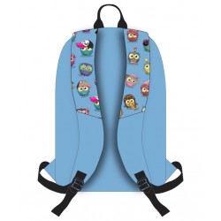 Ghiozdan imprimeu Bufnite, 1 compartiment, cu fermoar, turcoaz