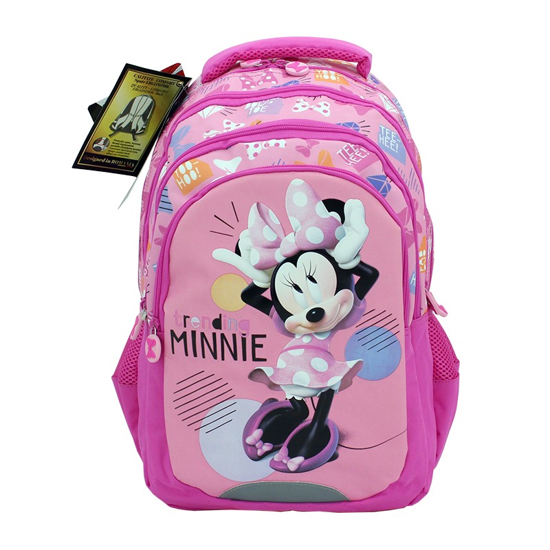 Ghiozdan scolar pentru clasele I-IV, Minnie Mouse, impermeabil, roz