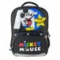 Ghiozdan Mickey Mouse negru, clasele 1-4, benzi reflectorizante pe bretele