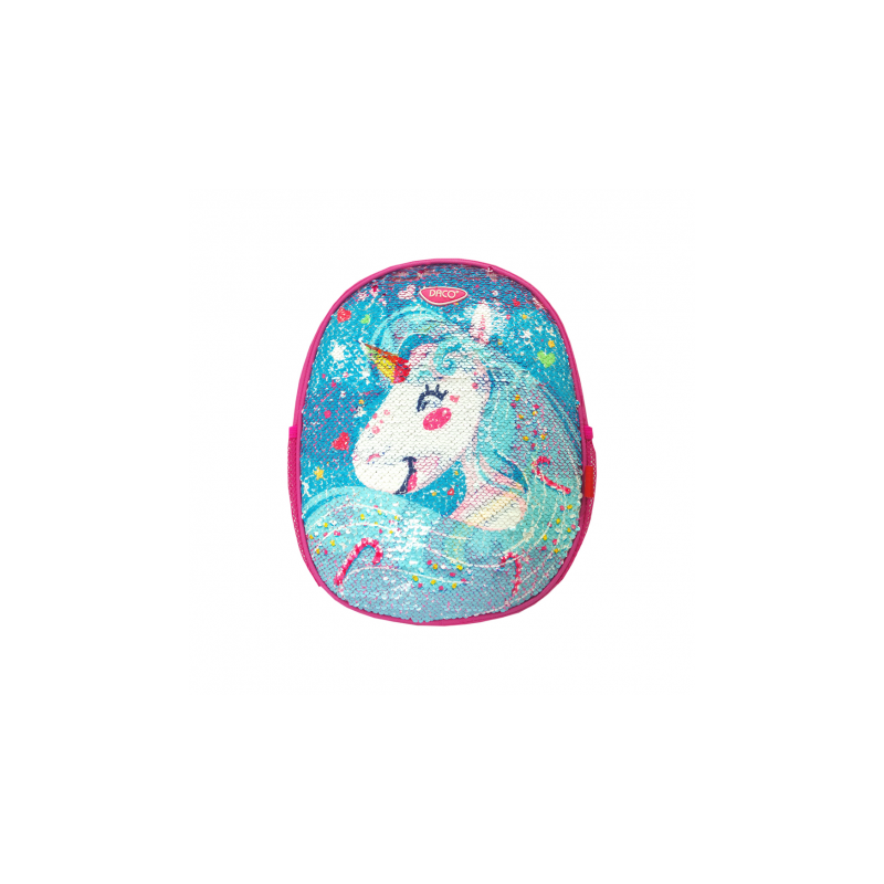 Ghiozdan gradinita, cu paiete reversibile, Unicorn, 1 compartiment