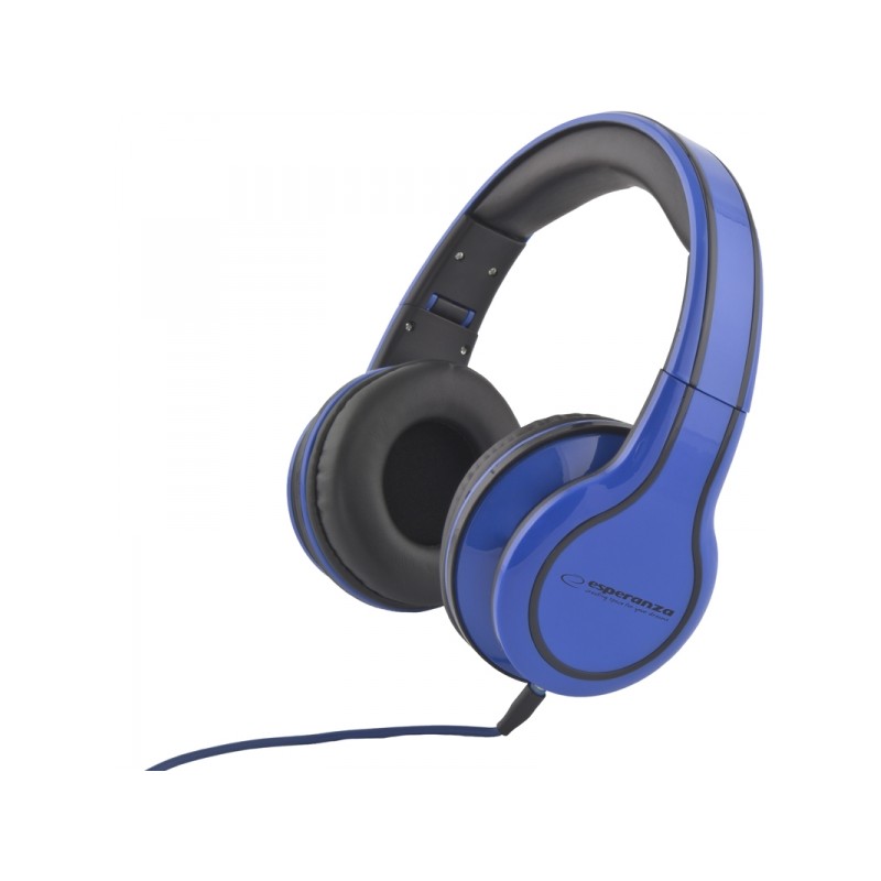 Casti audio cu fir Esperanza, control volum, 100mW, 105dB, 32 Ohm, 3,5 mm, albastru