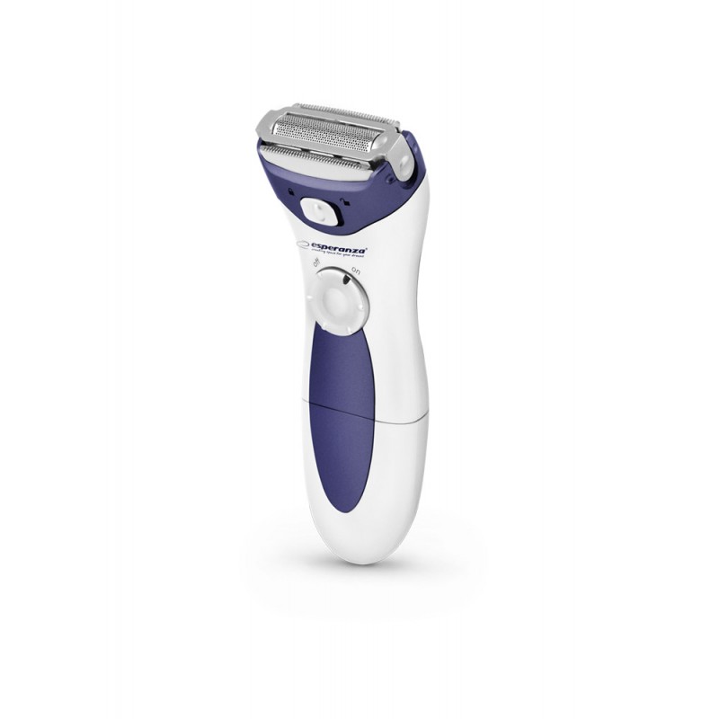 Epilator Esperanza, maner anti-alunecare, baterii AA, alb/mov