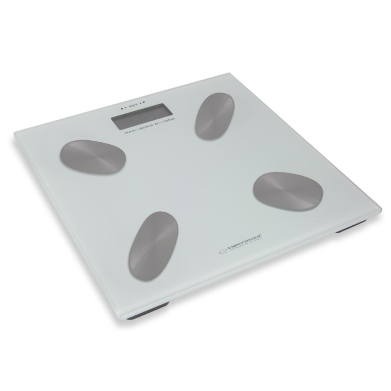 Cantar corporal Esperanza Cha-cha, afisaj LCD, functie tara, indicator baterie descarcata, 30 x 30 x 2cm, alb