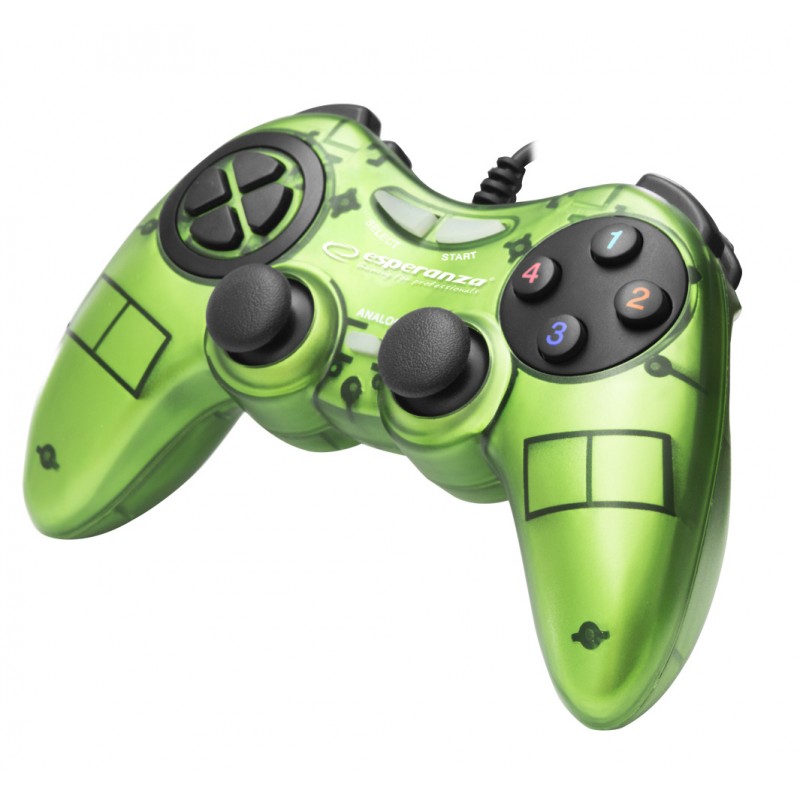 Controller cu fir pentru PC Esperanza Fighter, USB, 12 butoane, verde