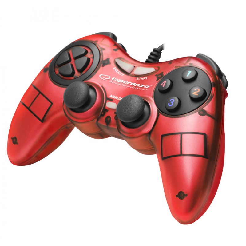 Controller cu fir pentru PC Esperanza Fighter, USB, 12 butoane, rosu