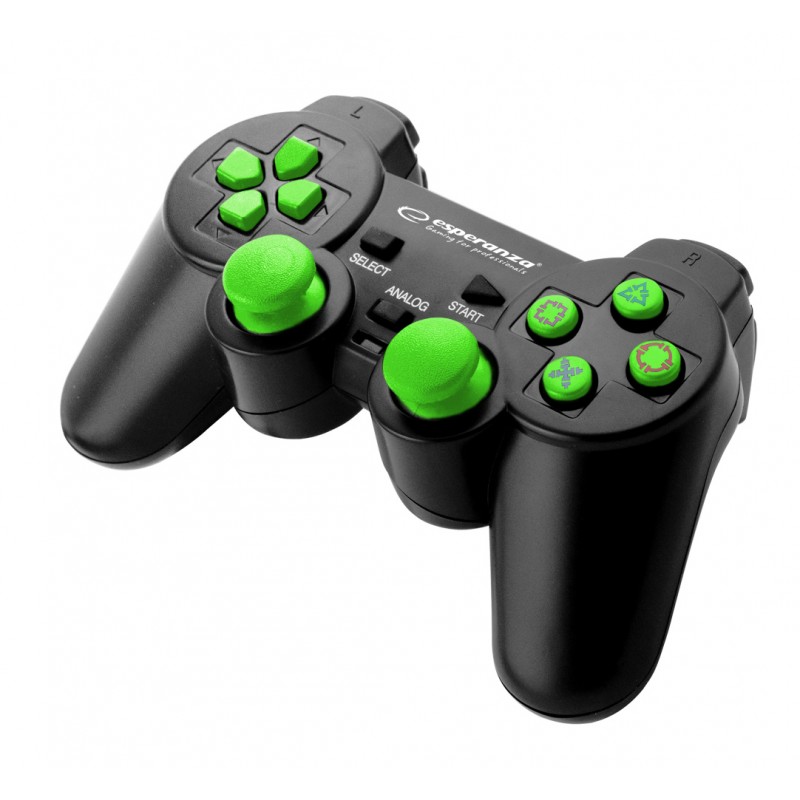 Controller cu fir PC2/PS3/PC Esperanza Corsair, USB, 12 butoane, negru/verde