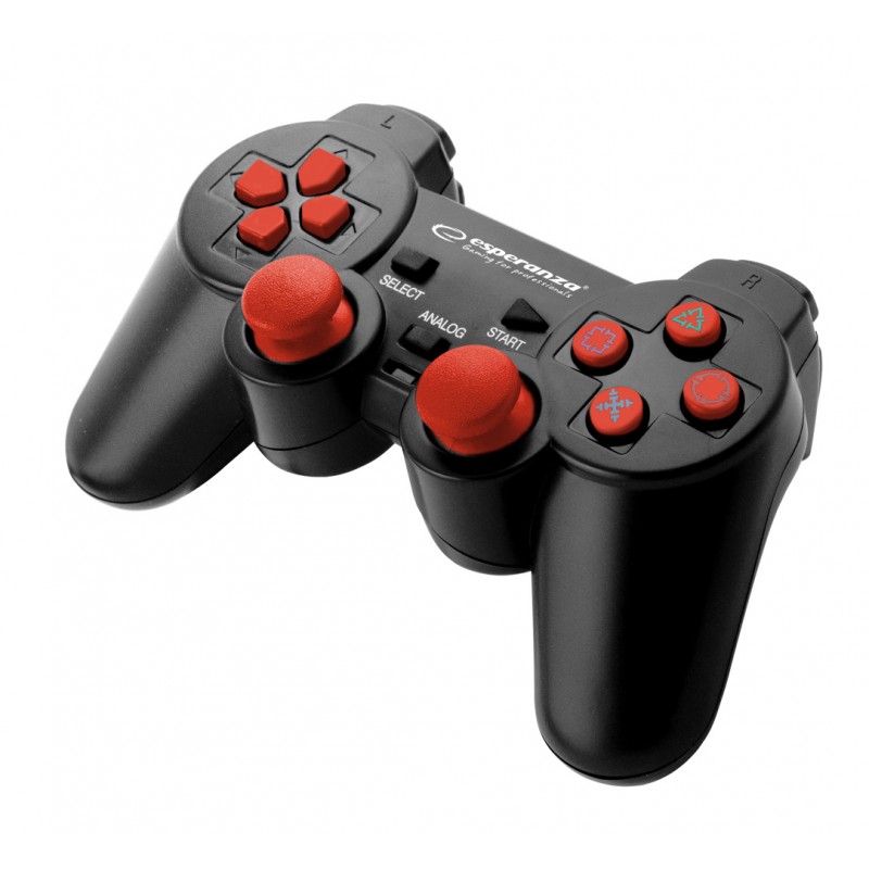 Controller cu fir PC2/PS3/PC Esperanza Corsair, USB, 12 butoane, negru/rosu