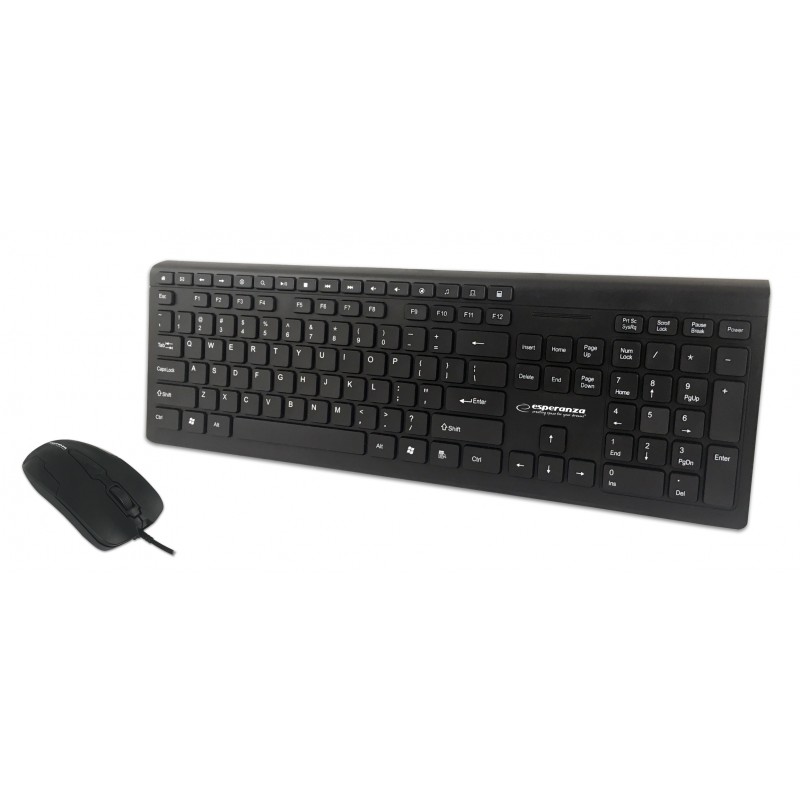 Kit tastatura si mouse gaming Esperanza Rialto, USB 2.0, iluminare led, 30 mA, 1000dpi, 43,8 x 14,5 x 23cm, negru