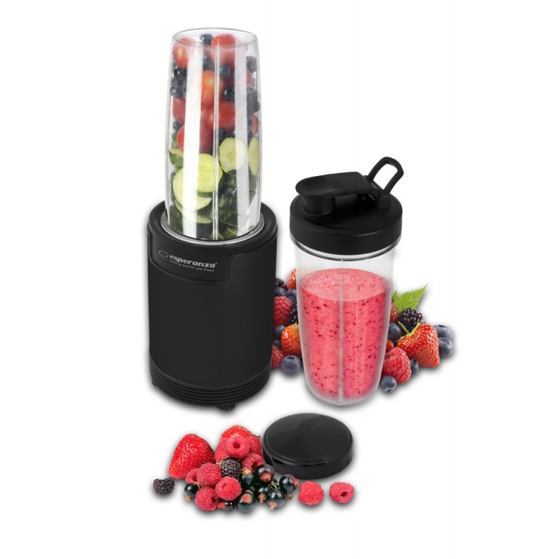 Blender 6 in 1 Esperanza lame otel, 2 recipiente incluse, 50/60 Hz, 1L, 700W, 220-240 V, negru