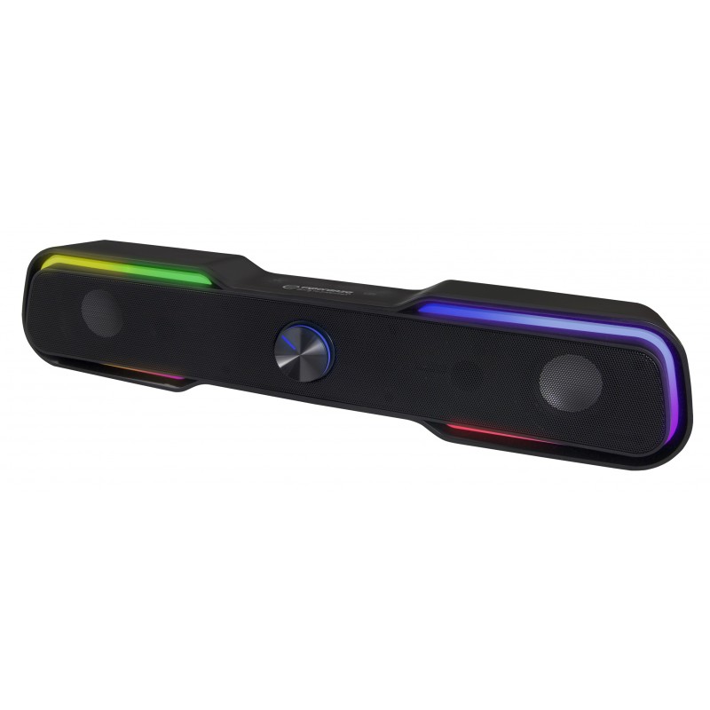Boxa portabila Esperanza Apala Rainbow, iluminare led, 30Hz-20kHz, 6W, 5V, 44 x 8,3 x 8,8cm, negru