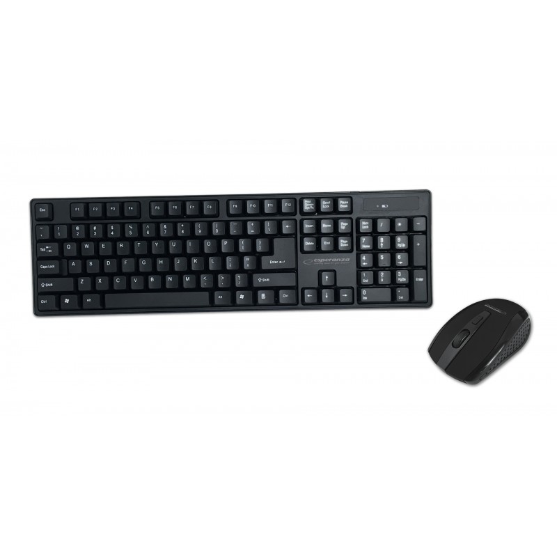 Kit tastatura si mouse bluetooth 2,4 Ghz Esperanza Reno, USB, 2 butoane, 800/1200/1600dpi, negru