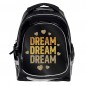 Ghiozdan imprimeu DREAM, clasele primare, compartimentare eficienta, negru