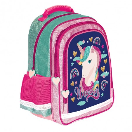 Ghiozdan ergonomic, imprimeu unicorn, bretele ajustabile, baza spuma EVA, inaltime 38 cm