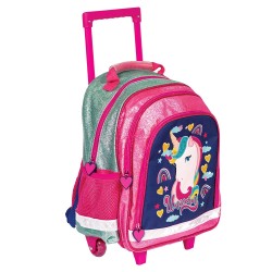 Ghiozdan trolley UNICORN, compartimentare eficienta, spate anatomic, buretat, 38 cm