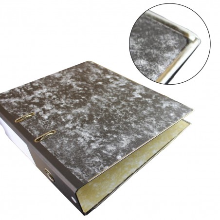 Biblioraft marmorat coperta perforata, cotor 7 cm, spatiu notite, alb negru