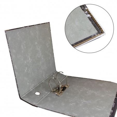 Biblioraft indosariere, 8 cm, inaltime 34 cm, bordura metalica, aspect marmorat alb negru