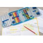 Penar scoala, echipat cu 42 de piese, design catel, cu fermoar, buzunar orar, albastru Penar scoala, echipat cu 42 de piese, design catel, cu fermoar, buzunar orar, albastru