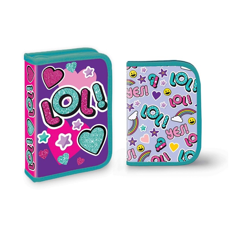 Penar LOL cu 2 parti pliabile, inchidere cu fermoar, textil, multicolor