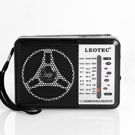 Radio 4 benzi FM/MW/SW1/SW2, 1W 4 Ohmi, 3V, antena, ABS, Leotec, RESIGILAT