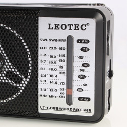Radio sensibilitate ridicata, 4 benzi, 4 Ohmi, 3V, antena, ABS, Leotec