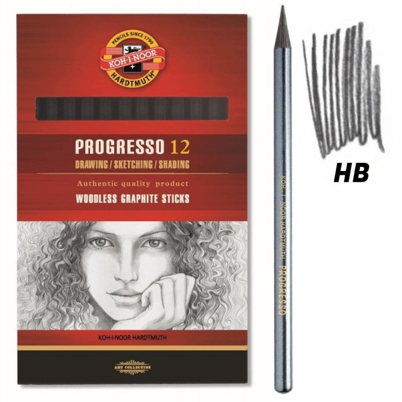 Creion grafit fara lemn, Progresso, mina HB 7.1 mm, lungime 15.3 cm, forma rotunda