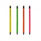 Creioane Neon Black cu radiera, mina din grafit, HB, corp din lemn in diverse culori, set 48 bucati