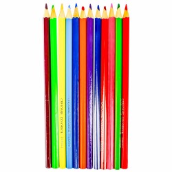 Creioane colorate, hexagonale, corp in culoarea scrierii, lemn, set 12 culori