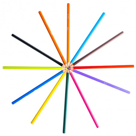 Creioane colorate Tropicolors, corp lacuit in culoarea scrierii, mina 3.2 mm, lemn, set 12 bucati