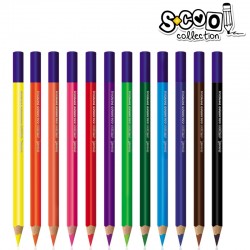 Creioane colorate, grosime mina 4 mm, flexibile, set 12 culori