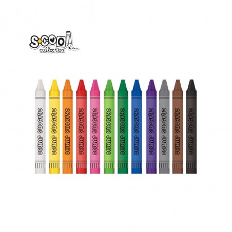 Creioane cerate, forma rotunda, usor de ascutit, rezistente la apa, set 12 culori