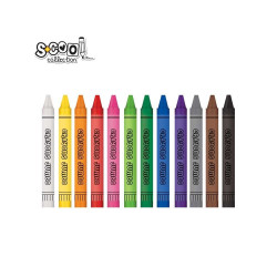 Creioane cerate, JUMBO, 12 culori/set - S-COOL