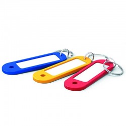Breloc pentru chei, eticheta, inel metalic, 5x2.2 cm, 20 bucati, multicolore
