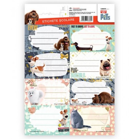 Set 40 etichete scolare, imprimeu animale, autoadezive