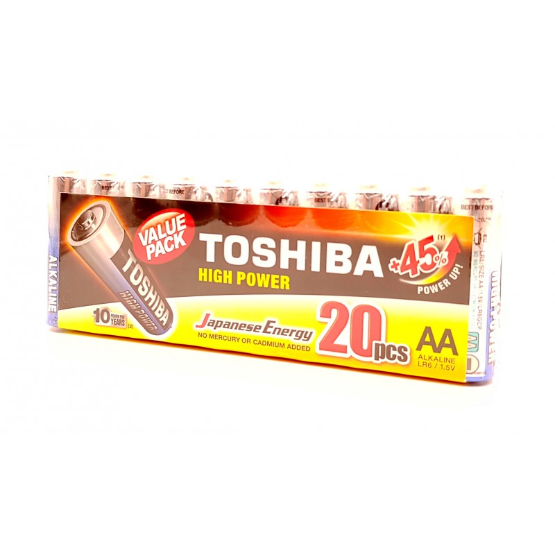 Baterii TOSHIBA R6 Alcaline, High Power, 1.5 V, set 20 bucati