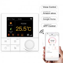 Termostat digital Wifi, programabil, ecran LCD, control vocal, smartphone Android, iOS, alb