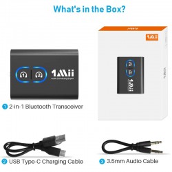 Transmitator receptor pentru TV, Bluetooth 5.2, reincarcabil, AUX 3.5 mm, Dual Link, HD Audio