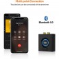 Receptor audio Bluetooth 5.0, reincarcabil, RCA, AUX, mod bas, autonomie 12 ore
