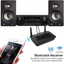 Transmitator/receptor audio Bluetooth 5.0, antena duala, Dual Stream, Bypass 3 in 1, AUX 3.5/RCA/Optic