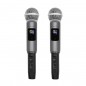 Set 2 microfoane profesionale fara fir, ecran digital, raza 80 m, XLR simetric, 2x30 canale selectabile