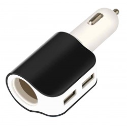 Incarcator telefon auto/bricheta, 2 porturi USB, 12-24V, 9,5 x 4,5 x 3,3cm, alb/negru