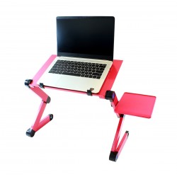 Masa laptop cu functie racire, pliabila, intrare USB, picioare rotative, aluminiu, 1,3kg, 45cm, roz