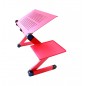 Masa laptop cu functie racire, pliabila, intrare USB, picioare rotative, aluminiu, 1,3kg, 45cm, roz