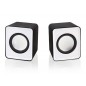Mini boxe stereo 2.0, 6W, 30Hz - 20Khz, 4Ω, 80dB, 182g, 7 x 6 x 4,5cm, negru/alb Mini boxe stereo 2.0, 6W, 30Hz - 20Khz, 4Ω, 80dB, 182g, 7 x 6 x 4,5cm, negru/alb