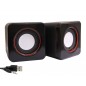 Mini boxe stereo 2.0, 6W, 30Hz - 20Khz, 4Ω, 80dB, 182g, 7,5 x 6 x 5,5cm, negru/rosu Mini boxe stereo 2.0, 6W, 30Hz - 20Khz, 4Ω, 80dB, 182g, 7,5 x 6 x 5,5cm, negru/rosu
