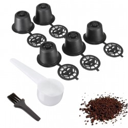 Capsule cafea reutilizabile, 5buc, filtru otel, 8g, 2,5 x 3,6cm, negru